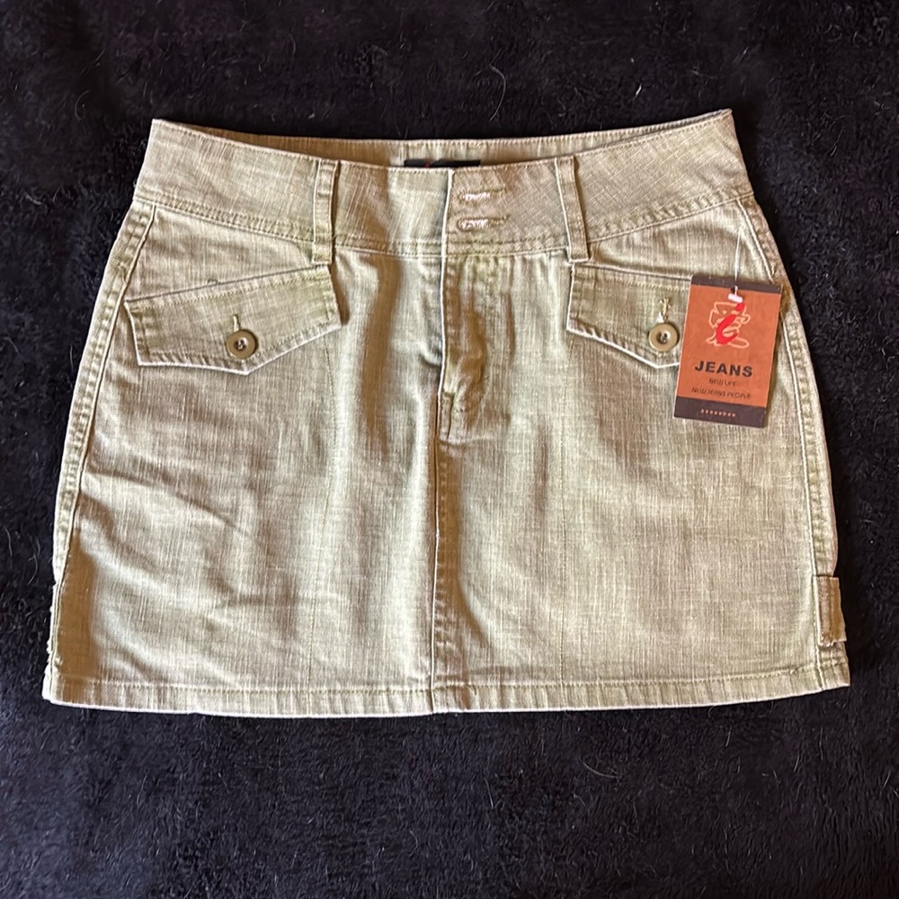 Teens Army Green Jean Mini Skirt, Fits like a Size 2-4